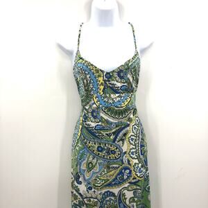 Ann Taylor LOFT Summer Sleeveless Sheath Maxi Dress Paisley Print Multi Size 10